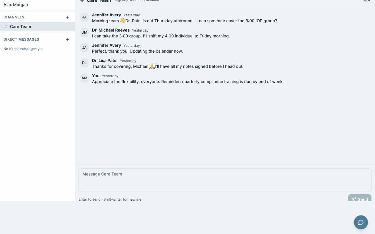Care team messaging with PHI-safe attachments